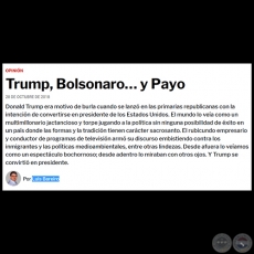 TRUMP, BOLSONARO Y PAYO - Por LUIS BAREIRO - Domingo, 28 de Octubre de 2018